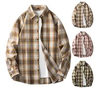 Camisa de bloque de color para hombre + camisas + manga larga + inteligente + casual a cuadros finos camisas juveniles camisa universitaria para uso diario, chaqueta de tartán de ajuste cómodo