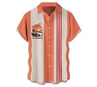 Camisa de bolos retro para hombre 'I'm not Old, I'm a Classic' - Camisa informal de manga corta con diseño de coches antiguos | Camisa de verano estilo años 50, Style_k01 Orange, S