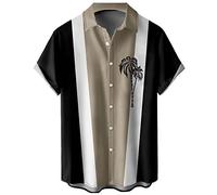 Camisa de bolos vintage de los años 50 para hombre, estilo retro, manga corta, con botones, hawaiana, X-Large