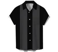 Camisa de bolos vintage para hombre de los años 50, estilo retro rockabilly, manga corta con cuello abotonado, camisas hawaianas musicales, XL