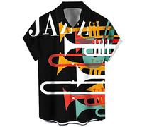 Camisa de Bolos Vintage para Hombre Estilo Rockabilly de los 1950s, Estilo Retro, Manga Corta, Camisa Hawaiana con Botones, X-Large