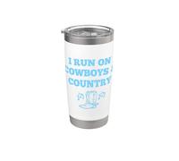 Camisa de botas vaqueras Run on Cowboys and Country Music Tee Vaso térmico de acero inoxidable de doble pared