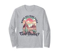 Camisa de cactus del atardecer del desierto cuando todo lo demás falla Dios no lo hace Manga Larga