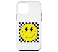 Camisa de Cara Sonriente Amarilla con Ojos de Rayo a Cuadros Carcasa para iPhone 12 Mini