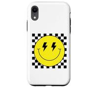 Camisa de Cara Sonriente Amarilla con Ojos de Rayo a Cuadros Carcasa para iPhone XR