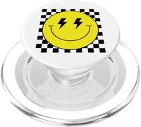 Camisa de Cara Sonriente Amarilla con Ojos de Rayo a Cuadros PopSockets PopGrip para MagSafe