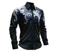 Camisa de carnaval para hombre Camisa de manga larga con estampado de festival gótico de estilo medieval. El patrón intrincado El ajuste clásico es ideal para disfraces Ropa casual. 2026, Blanco, XXL