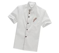 Camisa de Chef de Manga Corta Unisex XXL para Catering y Restaurante | Poliéster y Algodón, Limpieza Rápida y Uso Duradero, Uniforme Blanco para Cocina y Personal de Servicio