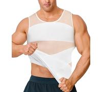 Camisa de compresión Hombre Camiseta Reductora Invisible Faja Reductora elástica para Abdomen Body Shaper (FR/ES, Letras, XXL, Regular, Regular, Blanco)