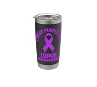 Camisa de conciencia de lupus - Llevo púrpura para conciencia de lupus Vaso térmico de acero inoxidable de doble pared
