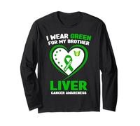 Camisa de concientización sobre el cáncer de hígado - I Wear Green For My Brother Manga Larga