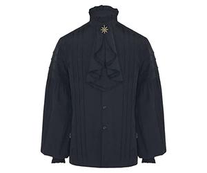 Camisa de corte gótica masculina Dobladillo de cuello levantado Blusa de ma | Camisas Polo Azul Tshirt Vestir Pico Cortas Térmica Antisudor Negras Sudaderas Invierno Oxford Plomo