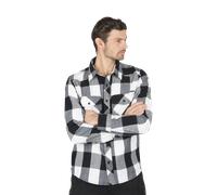 Brandit Camisa Check de cuadros para hombre – Manga larga blanco/negro – Talla S