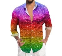 Camisa de discoteca para hombre de los años 70 con impresión brillante, camisas de manga larga brillantes para carnaval, camisa de negocios, camisas de ocio, lentejuelas, carnaval, discoteca, festival