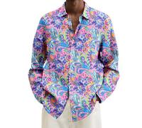 Camisa de discoteca para hombre, diseño de fiesta de fiebre de discoteca, a la moda, décadas, manga larga, retro, disfraz de carnaval para hombre, casual, ajuste regular, morado claro, S