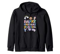 Camisa de escuela Happy First Day Groovy Rainbow Back to School Sudadera con Capucha