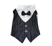 Camisa de esmoquin para perro con pajarita, traje formal de fiesta de boda para perros machos, disfraz delgado de verano para bulldog pug cachorro y razas pequeñas (estilo negro 1, L)