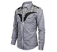 Camisa de fiesta para hombre, camisa tradicional para Oktoberfest, a cuadros, manga larga, con botones, para el tiempo libre, corte regular, camisa de trabajo, camisa a cuadros, camisas de manga larga