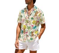 Camisa De Flores Hawaiana Hombre, Camisas Flores Hombre,Camisa Ligera De Manga Corta con Botones Estilo CláSico para Mayor Comodidad En Verano Y Un Look Casual Y Sencillo