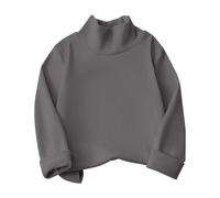Camisa de fondo para niña de 9 años para otoño e invierno, camiseta de cuello alto, estilo coreano, color sólido, terciopelo alemán, talla M y grande, 5T (gris, 7-8 años)