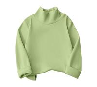 Camisa de fondo para niña de 9 años para otoño e invierno, camiseta de cuello alto, estilo coreano, color sólido, terciopelo alemán, talla M y grande, 5T (verde, 7-8 años)