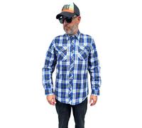 Camisa de Franela a Cuadros de Manga Larga para Hombre - Blue Monday - L