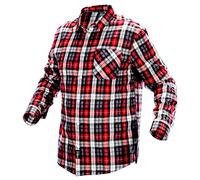 Camisa de franela a cuadros roja, blanca y negra, talla L
