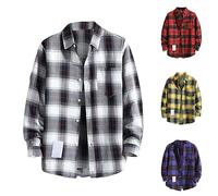 Camisa de franela gruesa a cuadros con capucha para hombre, con forro polar, camisa cálida de leñador de ajuste regular, camisas de franela a cuadros con botones, chaqueta térmica de otoño, Z1-blanco