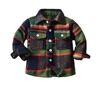 Camisa de franela para niños pequeños, chaqueta a cuadros de manga larga con botones, camiseta para bebé, abrigo, ropa de exterior, regalos de motorista, Z2-verde., 3-6 meses