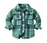Camisa de franela para niños pequeños, chaqueta a cuadros de manga larga con botones, camiseta para bebé, abrigo, ropa de exterior, regalos de motorista, Z3-verde., 3-6 meses