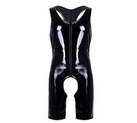 Camisa de Fuerza para Hombre - Charol Body Sexy con Cremallera Wetlook Ropa de Fiesta Body Mono para Hombre Body SM Fetiche Bondage de una Pieza Body para Hombre Esclavo Juguete Sexual Erótico(M)