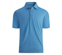 Camisa de golf para hombre, absorbe la humedad, de secado rápido, estampado de alto rendimiento, camiseta de manga corta para negocios, informal, estampado de seda de hielo, azul oscuro, L