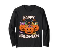 Camisa de Halloween Candy Buckets Jack O Lanterns Manga Larga