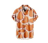 Camisa de Halloween para hombre, con estampado de calabazas divertidas, manga corta, con botones, camisas hawaianas para vacaciones, playa, disfraces de festival aterrador, naranja, S