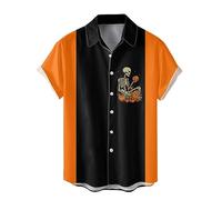 Camisa de Halloween para hombre de manga corta, divertida camisa de manga corta para hombre, camisa hawaiana con estampado de gatos, camisas sueltas para el tiempo libre, suave y cómoda, chaqueta de