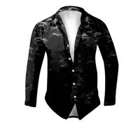 Camisa de Halloween para hombre, diseño de calavera, estampado espeluznante, manga larga, con botones, ropa de calle, camiseta fea sangrienta, camiseta moderna Y2K, camiseta informal, O negro., 3XL