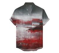 Camisa de Halloween para hombre, estampado de salpicaduras sangrientas, hawaiano, vacaciones, playa, casual, manga corta, verano, festival, disfraces para adultos, gris, 3XL