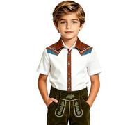 Camisa de Halloween vaquero infantil 3D Western Print Bebe Garcon camiseta de manga corta para disfraz de miedo Fete Camisa, blanco, 9-10 Años