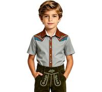 Camisa de Halloween vaquero infantil 3D Western Print Bebe Garcon camiseta de manga corta para disfraz de miedo Fete Camisa, gris, 11-12 Años