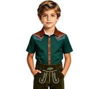 Camisa de Halloween vaquero infantil 3D Western Print Bebe Garcon camiseta de manga corta para disfraz de miedo Fete Camisa, Dark Verde, 9-10 Años