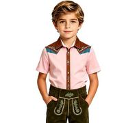 Camisa de Halloween vaquero infantil 3D Western Print Bebe Garcon camiseta de manga corta para disfraz de miedo Fete Camisa, rosa, 5-6 Años