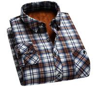 Camisa de hombre a cuadros, camisa de manga larga con forro polar, camisa térmica de invierno, camisa de manga larga cálida, camisa de botones, camisa de ocio, camisa de hombre con bolsillo en el