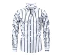 Camisa de hombre a cuadros de algodón elástico antiarrugas sin planchado simple Slim Fit ligera suave Stretch Business elegante cómoda casual transpirable para el ocio, Color blanco., S