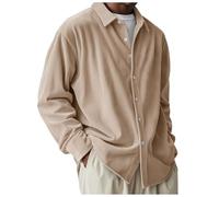 Camisa de hombre con estilo, cómoda cuerda de terciopelo, ropa superior con textura para ropa casual y urbana, caqui, 3XL