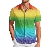 Camisa de hombre con lentejuelas para hombre manga larga Camisa de ocio de corte ajustado Carnaval Fiesta Camisa hombres Casual Regular Fit Camisa Hombre Manga Larga Sobrecamisa Hombre Retro, 001