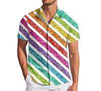 Camisa de hombre con lentejuelas para hombre manga larga Camisa de ocio de corte ajustado Carnaval Fiesta Camisa hombres Casual Regular Fit Camisa Hombre Manga Larga Sobrecamisa Hombre Retro, 001