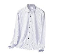 Camisa de hombre de color liso de manga larga casual de negocios sin planchado trabajo elegante simple cuello en V camiseta regular fit verano clásico Streetwear Shirts cómoda oficina top