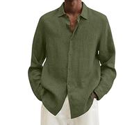 Camisa de hombre de manga corta Camisas Hombres Slim Fit de Algodón Lino Camisetas Verano Hombres Elegante Casual Camisa Hombre Manga Corta Slim Fit Amplio E Casual, 2-army Verde, X-Large