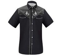 Camisa de hombre de manga corta para verano, camisa occidental, cuello de solapa, camisa vaquera, camisa de vaquero tradicional bordada estilo occidental, camisa informal moderna, vintage, camisas de