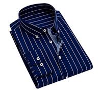 Camisa de hombre de manga larga, camisa de hombre de gran tamaño, rayas casuales clásicas chic temperamento blusa cómoda de corte suelto todos los días pases para otoño